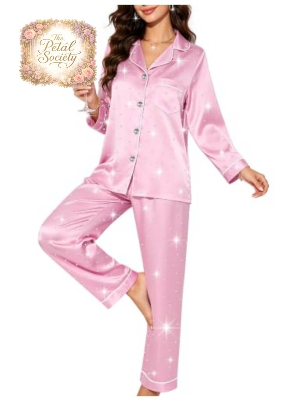 Sparkly Satin Pajama Set Rhinestone Bling Bridal Lounge Shorts
